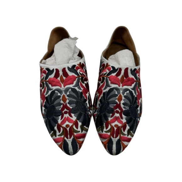 Sam Edelman Satin Embroidered Vijay Mules Slip-On Flats, Grey/Red/Blue, 8M - Picture 3 of 9